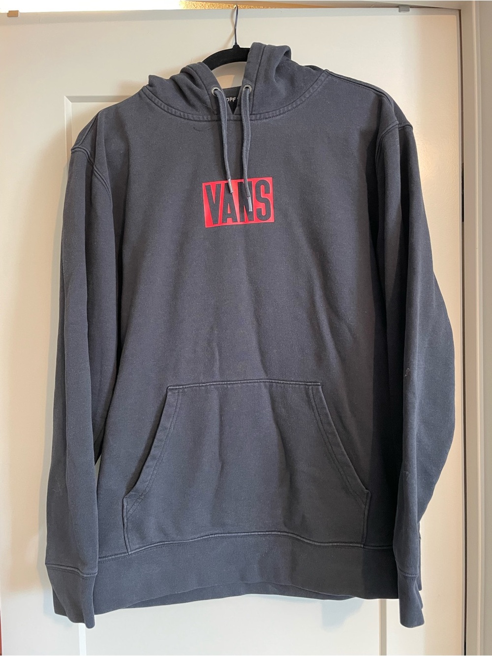 Vans Black Pullover Hoodie with Red Logo